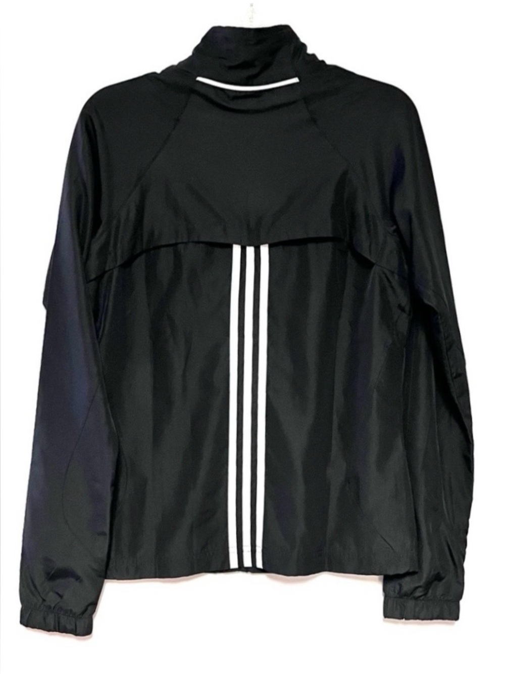 Adidas Womens Full Zip Windbreaker Jacket SZ S Reflective Black Sporty Y2K Gym